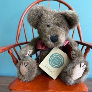 Vintage 1990s Boyds Bear Paxton W/ Tags Brown Teddy Bear Red Ribbon 10 Inch